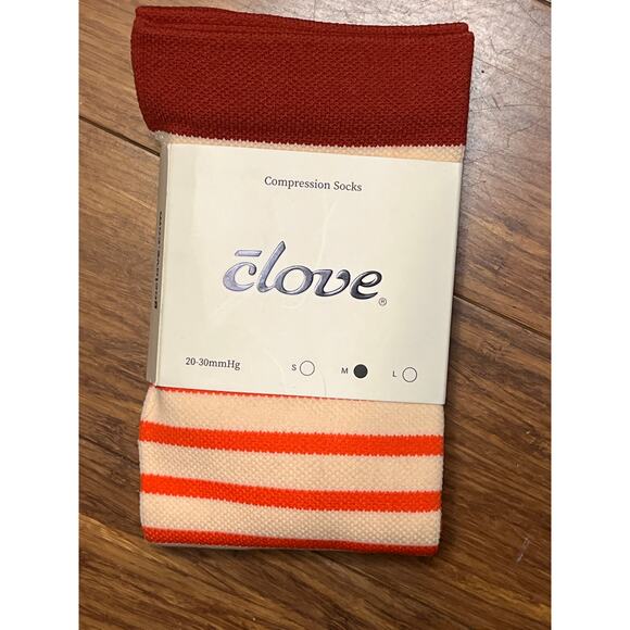 Clove Compression Sock Candy Cane Stripe size M – Nursing, Travel, Recovery - Picture 1 of 3